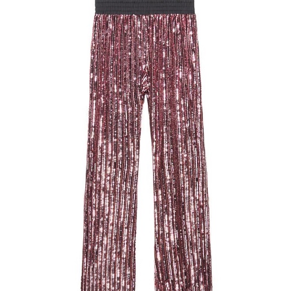 VICTORIA’S SECRET Pink Gold Black Allover Sequin Wide Leg Pajama Lounge Pants XS - Picture 11 of 11